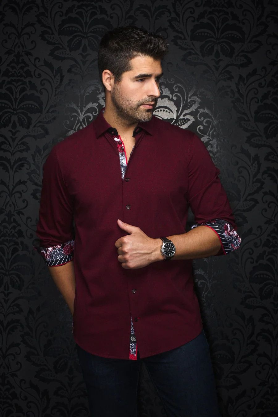 Nelson Knit Shirt , Color: Black/Red, Size: 3 - M