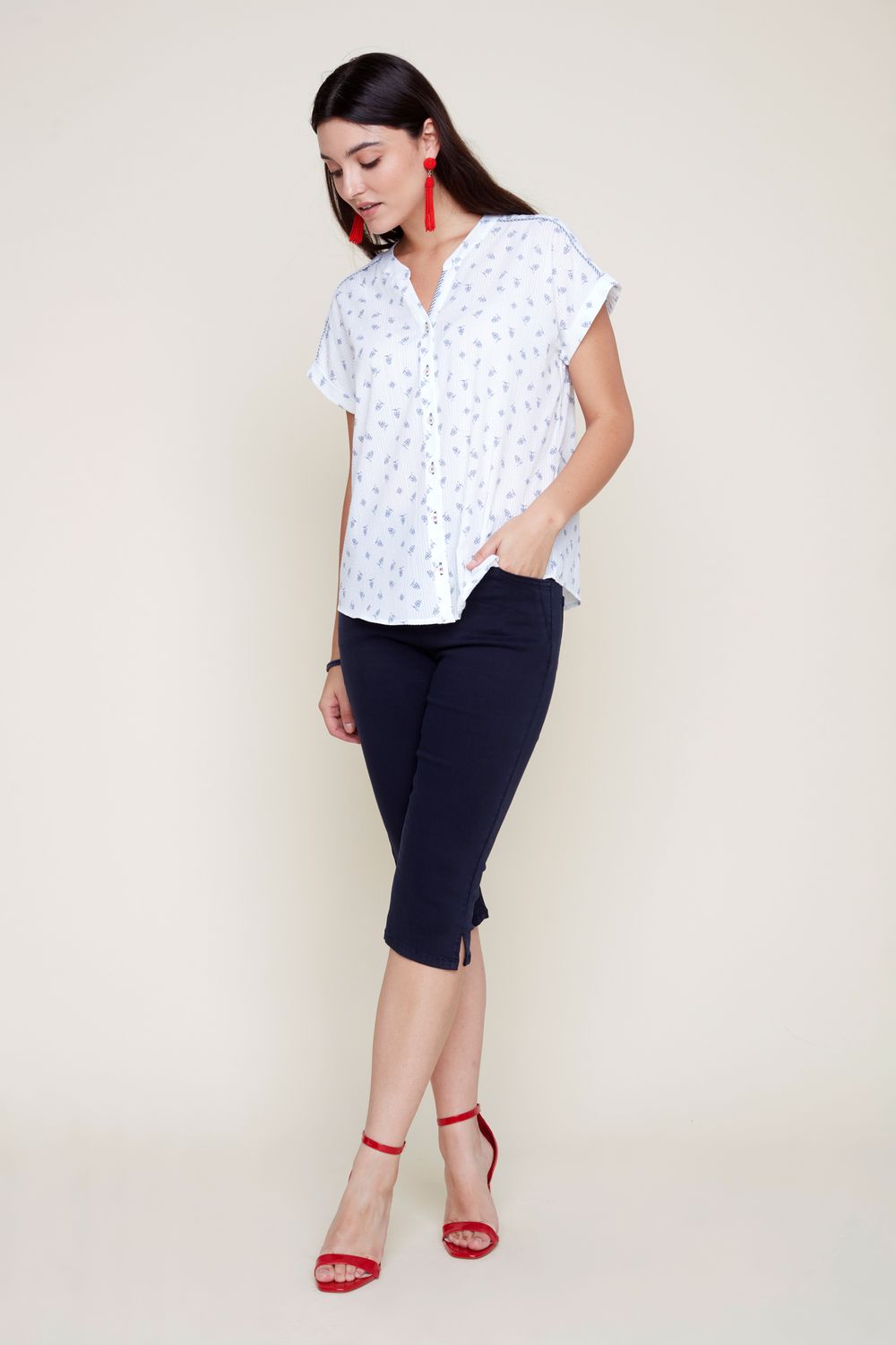 Woven Blouse R5115 998, Color: Midnight Combo, Size: XS