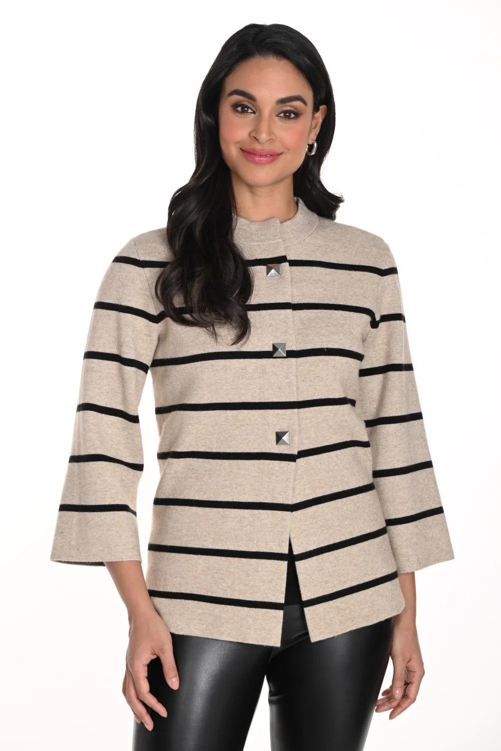 Striped Jacket Style 243417, Color: Beige/Black, Size: S