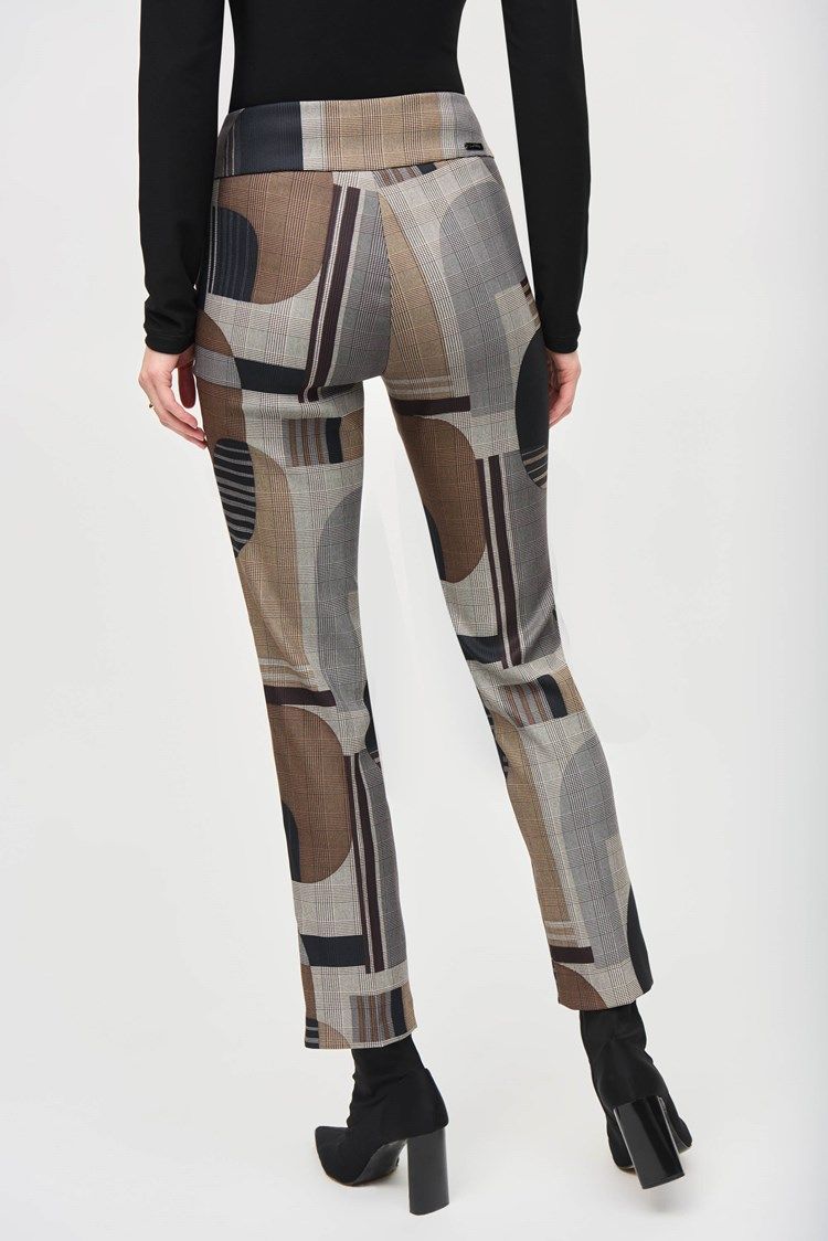 Jacquard Abstract Print Straight Pull-On Pants 243299 , Color: Black/Mutli, Size: 10