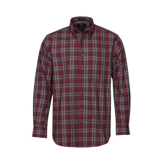 Cotton &amp; Wool Blend Button Up Shirt 653428, Color: Burgundy 4898, Size: M