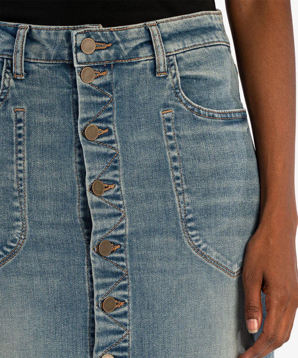 Rose Denim Skirt KK2032MA1, Color: Majestic Med, Size: 2