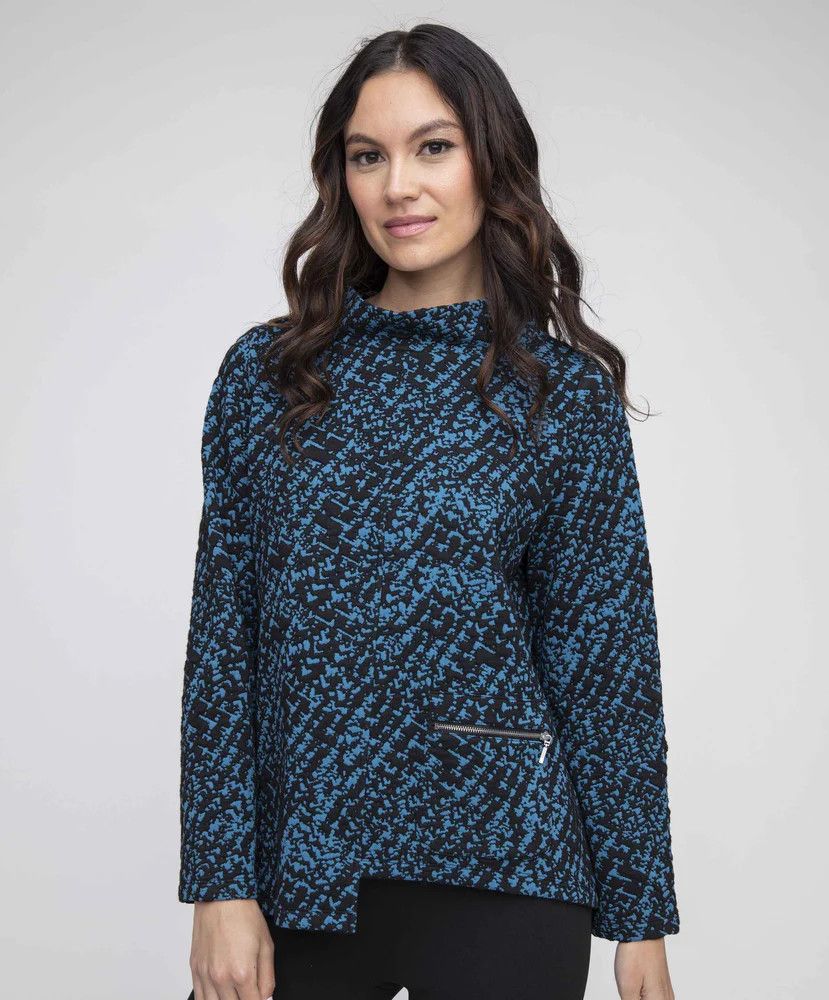 Zip Pocket Top L207818, Color: Ocean, Size: XS