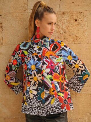 Flower Print Jacket 74658, Size: S