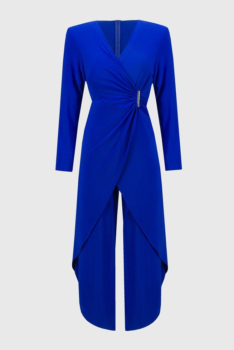 Silky Knit Wrap Culotte Jumpsuit 244155 , Color: Royal Sapphire, Size: 8