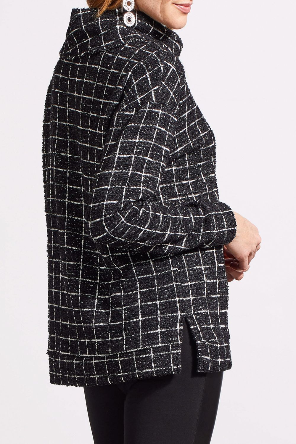 Split Neck Top With Zipper 1193O-8053, Color: Black, Size: S