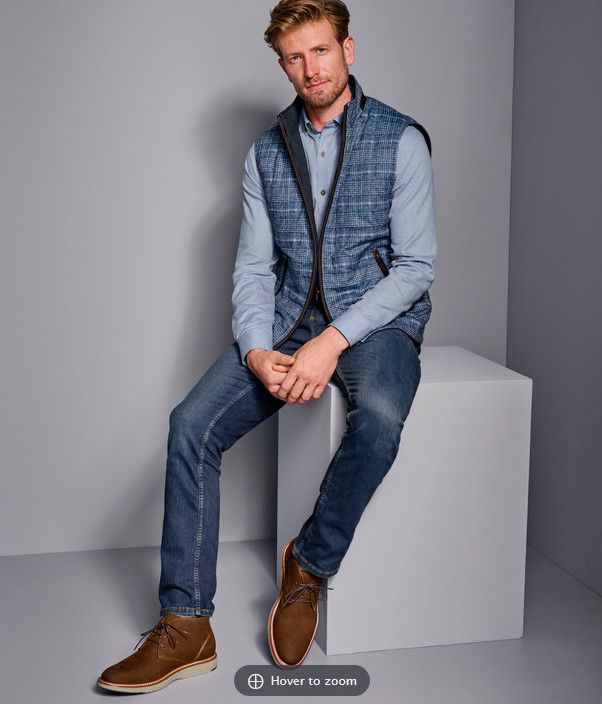 Upton Reversible Vest 49-3245, Color: Navy/Blue Plaid, Size: M