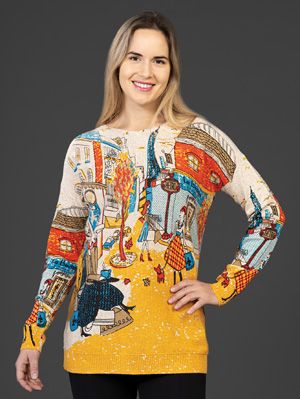 Sweater With Boutique Print V2875, Color: Multi, Size: S