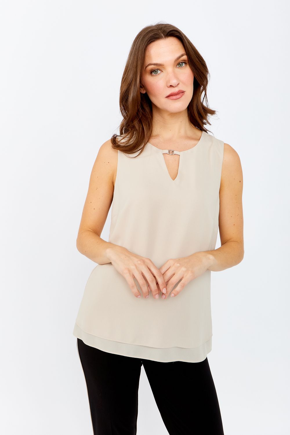 Woven Top 243252, Color: Oatmeal, Size: 6