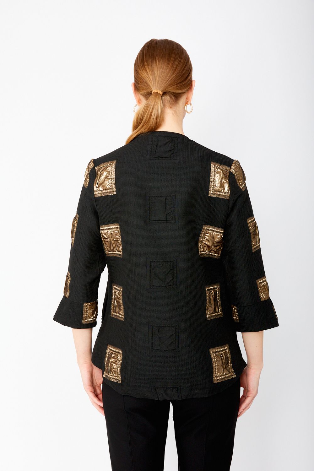 Button Closure Regular Fit Style 249340, Color: Black/Gold, Size: 10