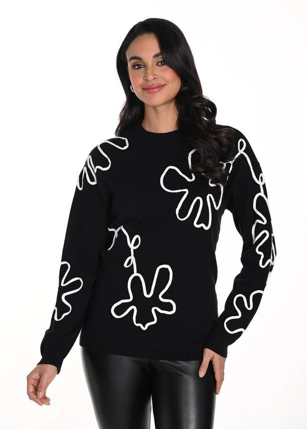 Knit Sweater Black/White 243449U, Size: S