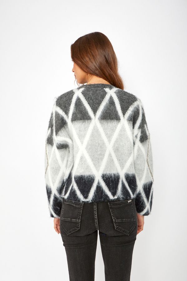 Knit Top Style 243473U, Color: Grey/Black, Size: S