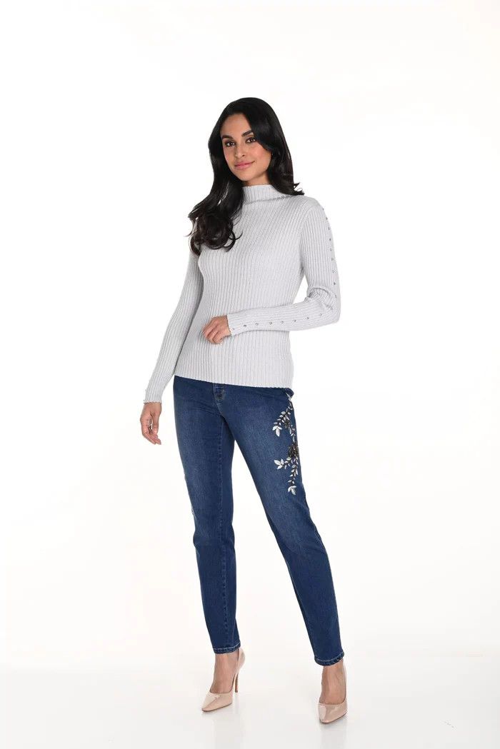 Embellished Jean 243459, Color: Blue, Size: S