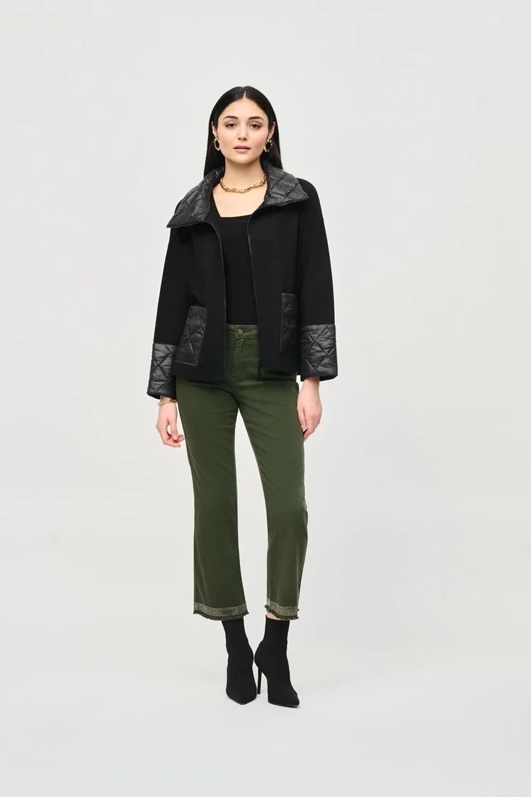 Sweater Knit Zipped Jacket 243933 , Color: Black, Size: S