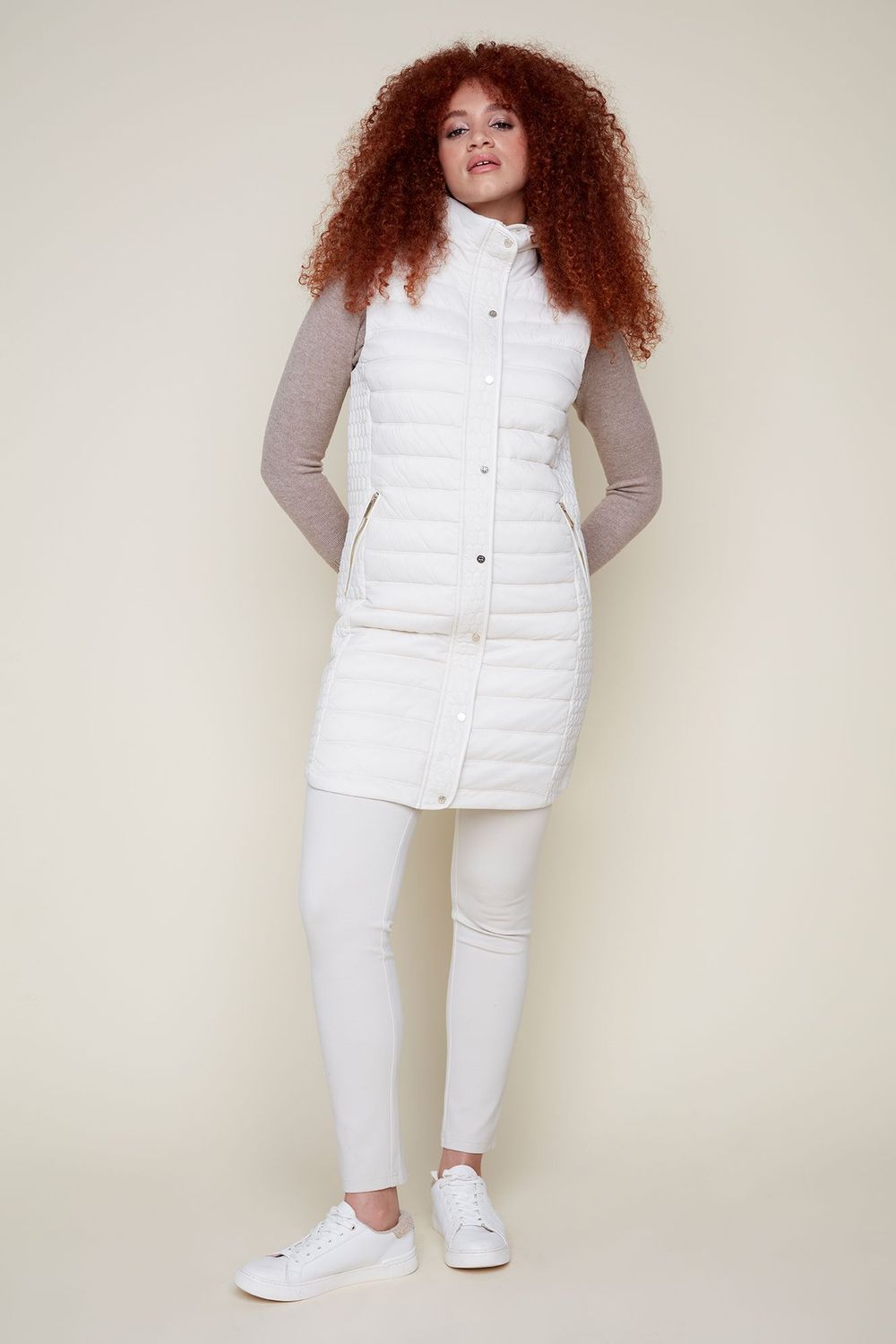 Woven Vest R3855L E2188, Color: Oyster, Size: S