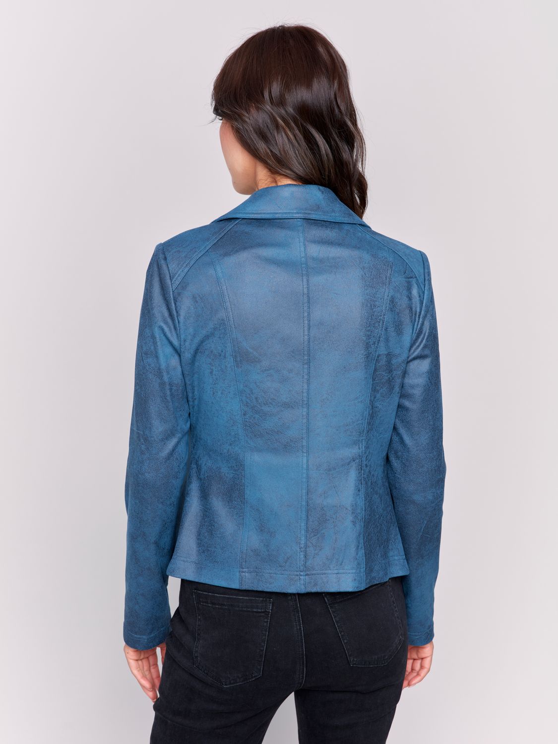 Faux Leather Motto Jacket C6282R/869A, Color: Cabernet, Size: S