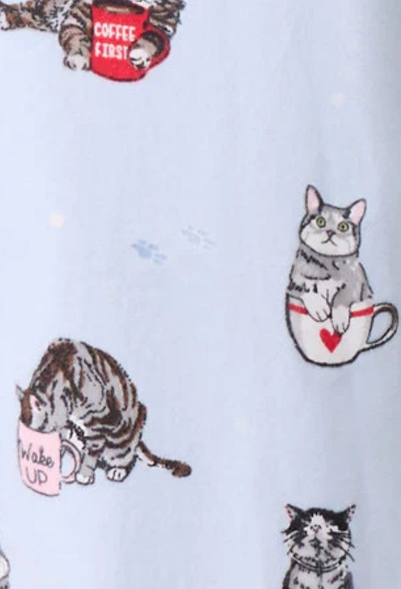 Coffee &amp; Cat Naps Flannel PJ Set RPFLPJ, Size: S