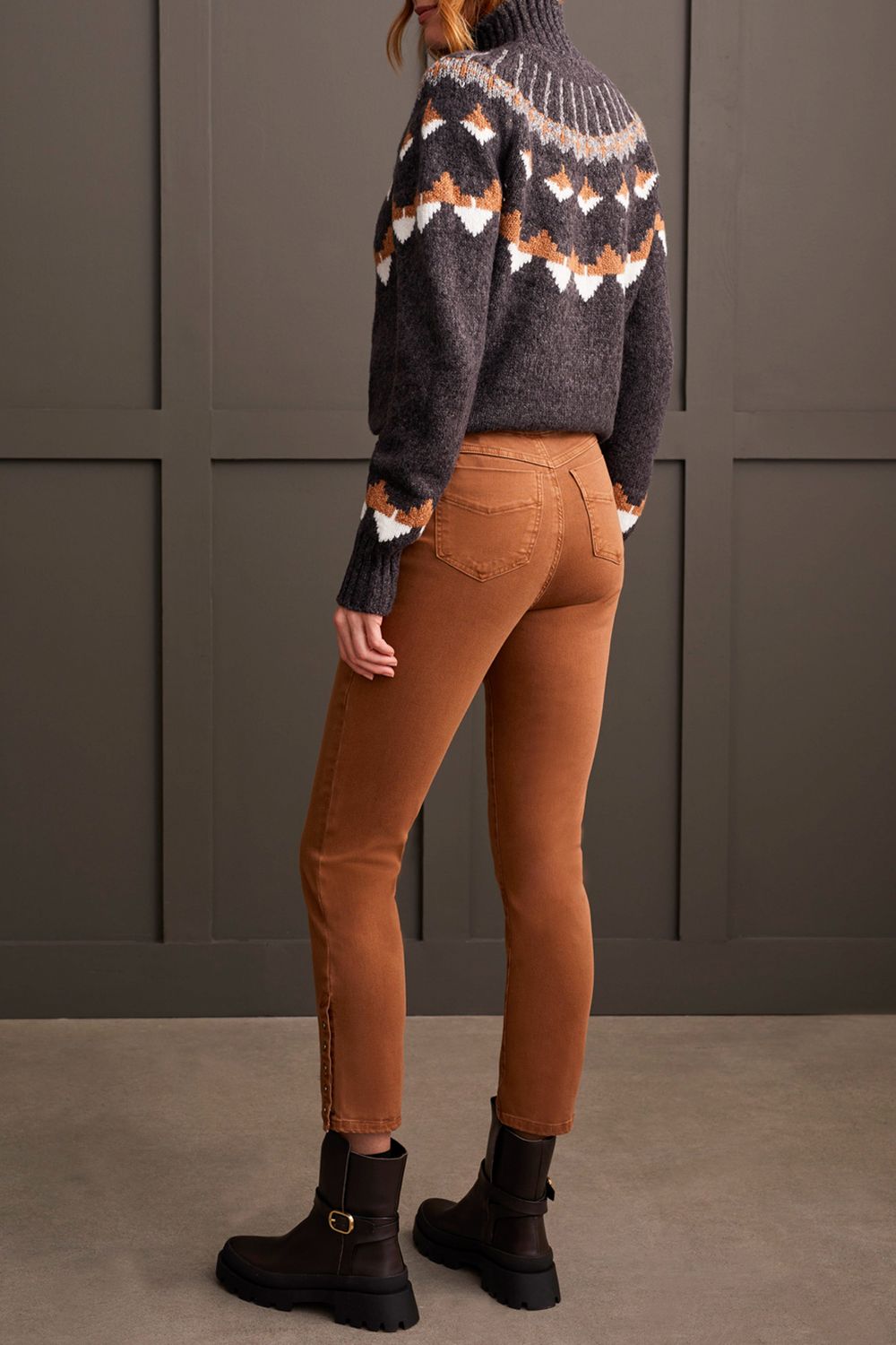 Pull On Ankle Pant With Detail 1860O/2020W, Color: Walnut, Size: 2