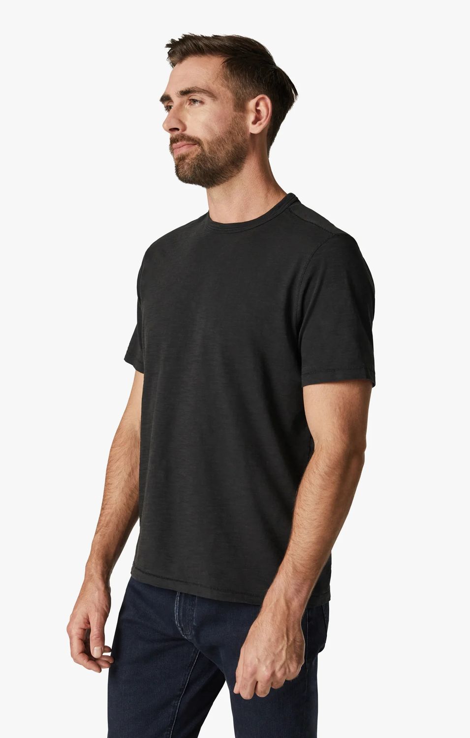 Slub Crew Neck T-Shirt H0610647, Color: Black, Size: M