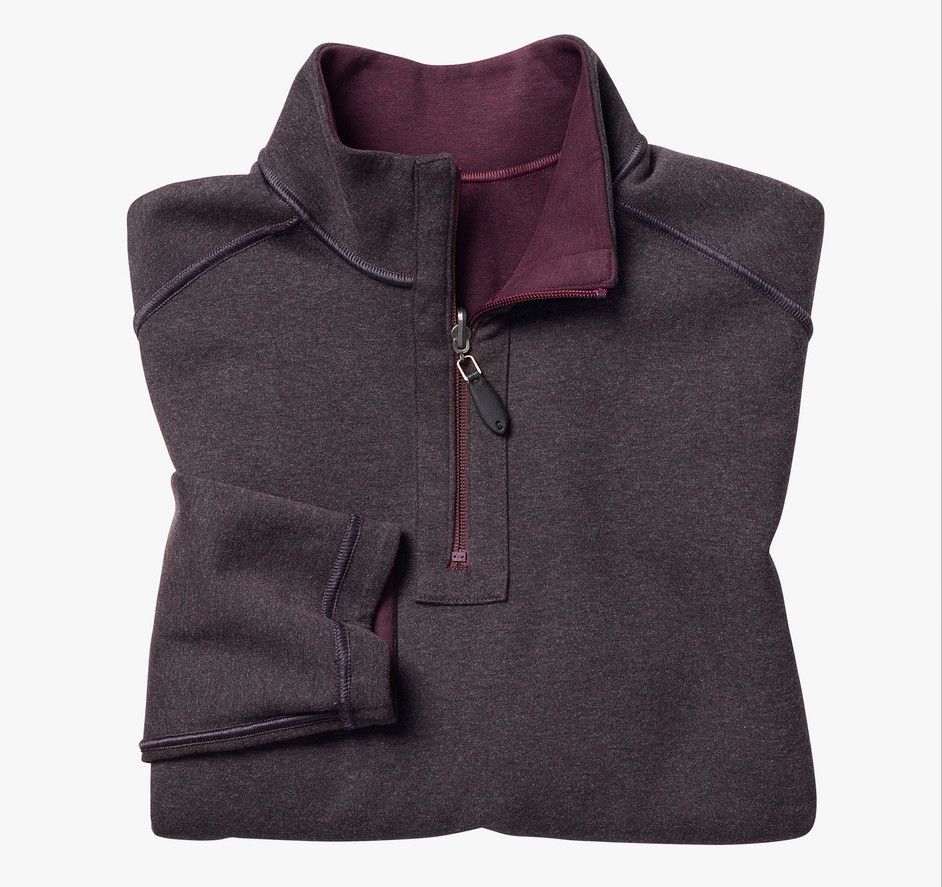 Reversible Solid Quarter-Zip 74-4565, Color: Burgundy/Charcoal, Size: M