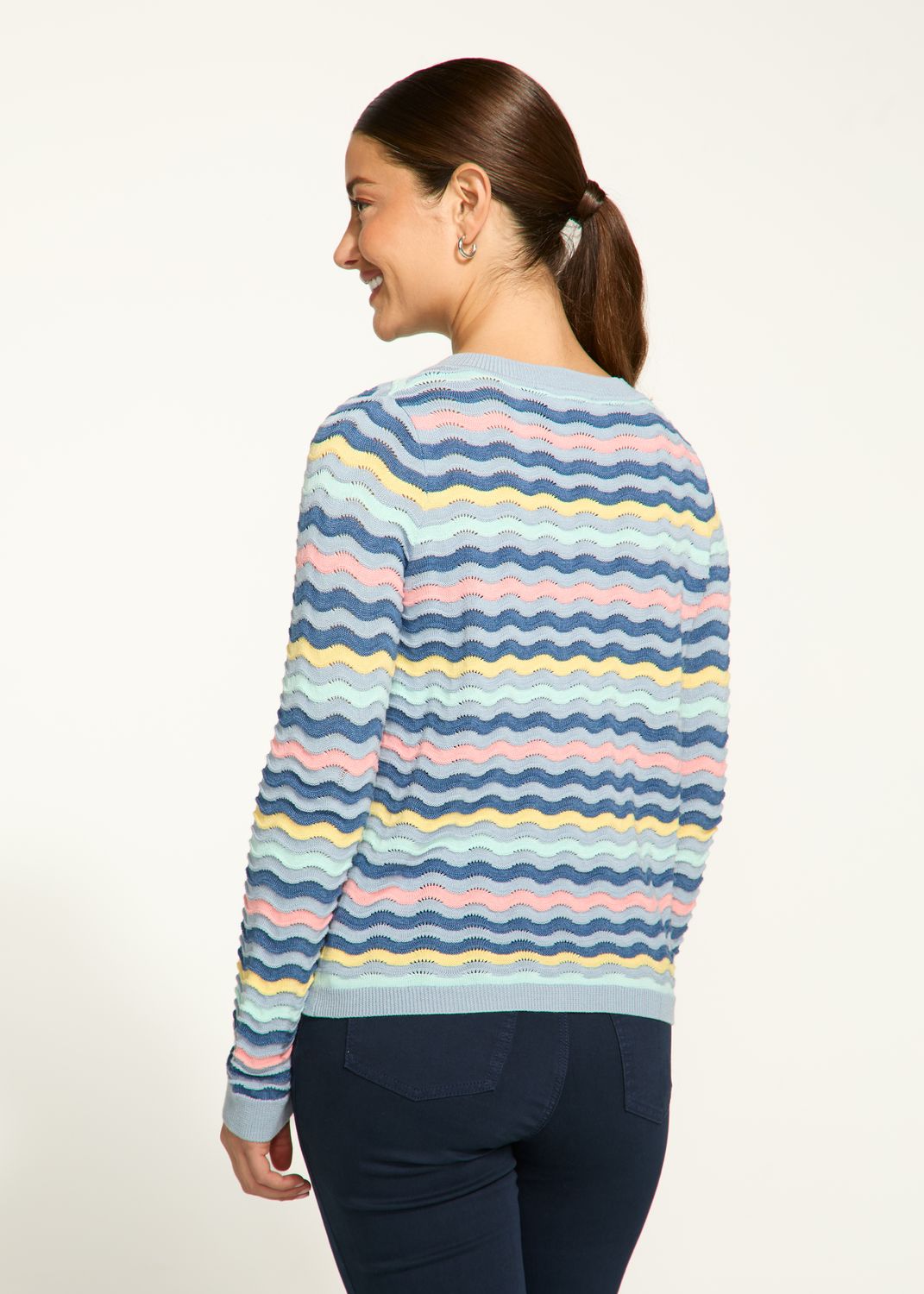 Wave Stitch Cardigan 1184624, Color: Multi, Size: S