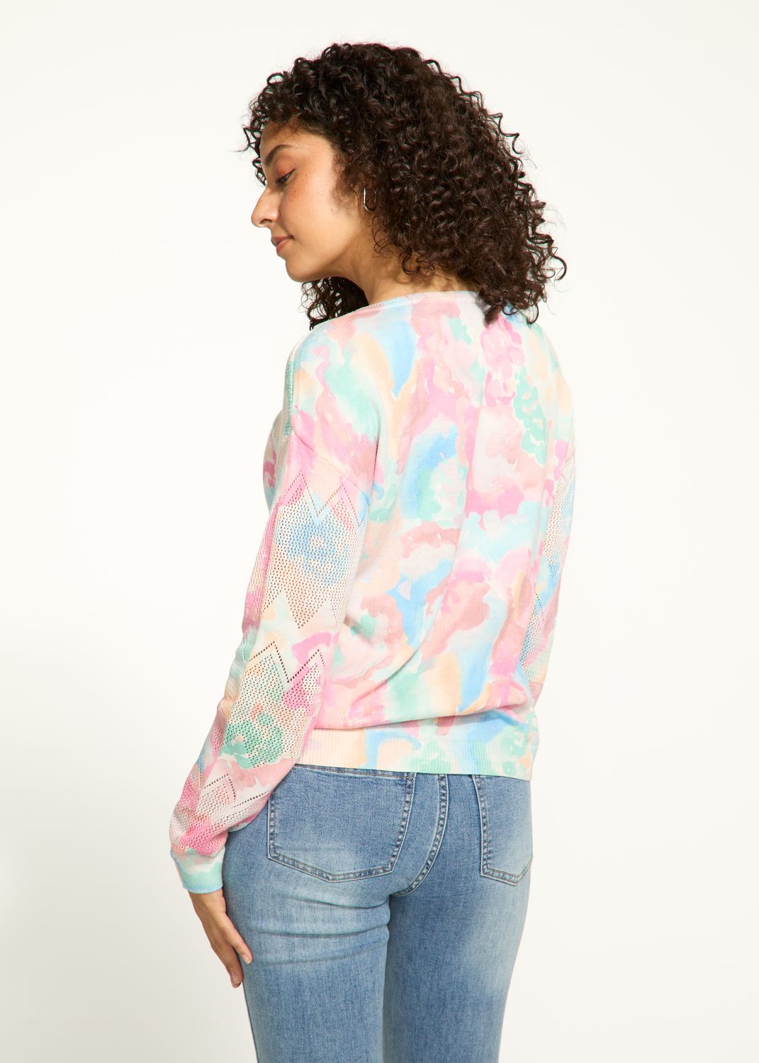 Pointelle Printed Sweater 1337624, Color: Grand Floral, Size: S