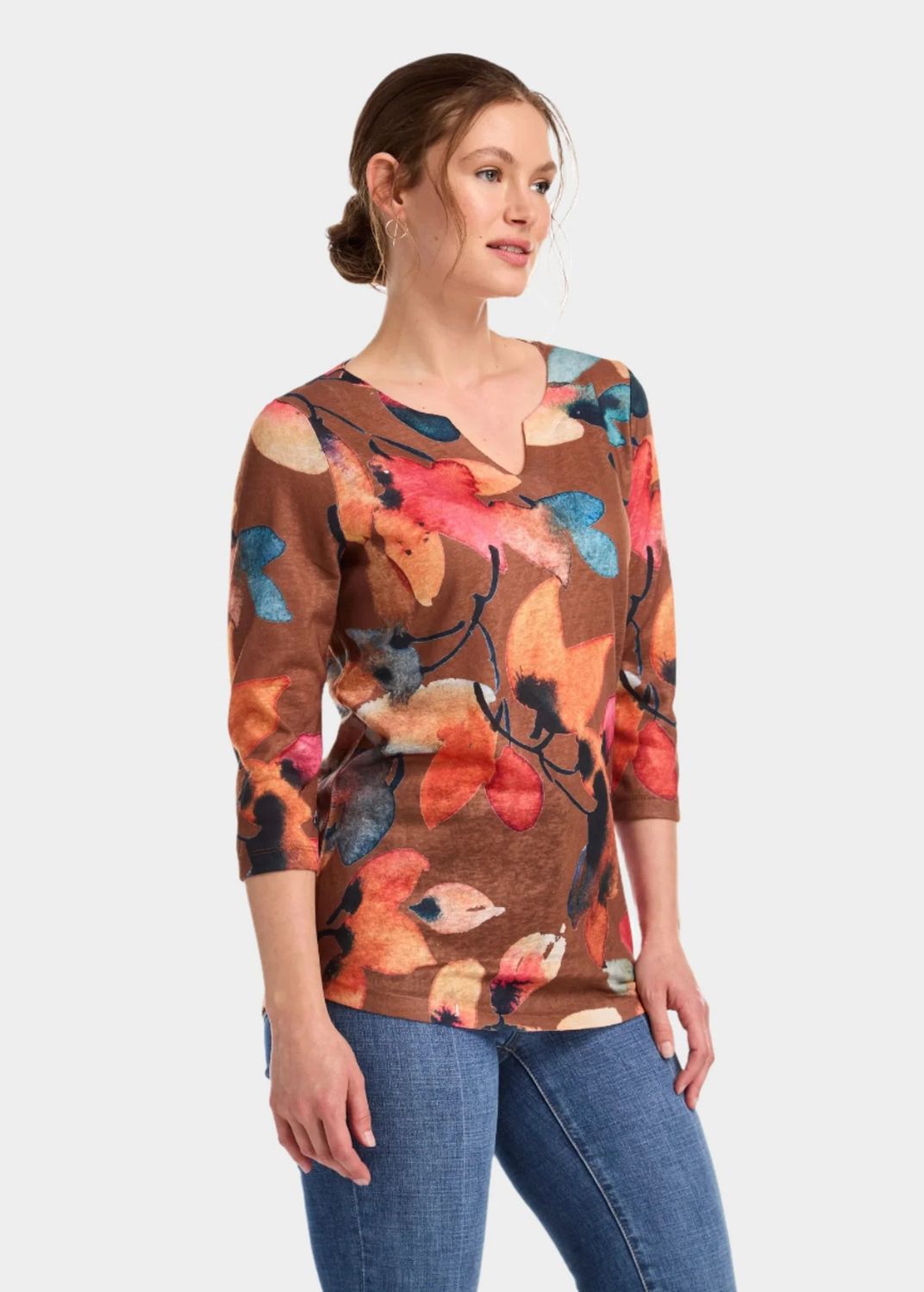Notch Neck Top 3459451, Color: Golden, Size: S