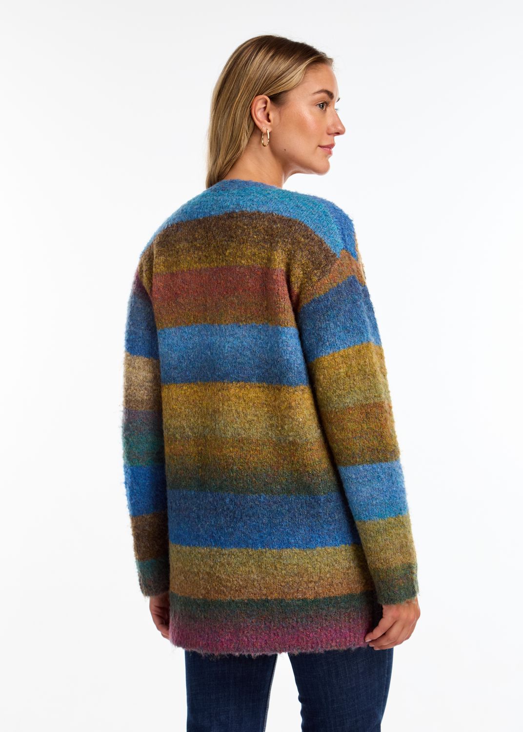 Multi Coloured Space Dye Cardigan 1277104, Color: Teal Boucle, Size: XS