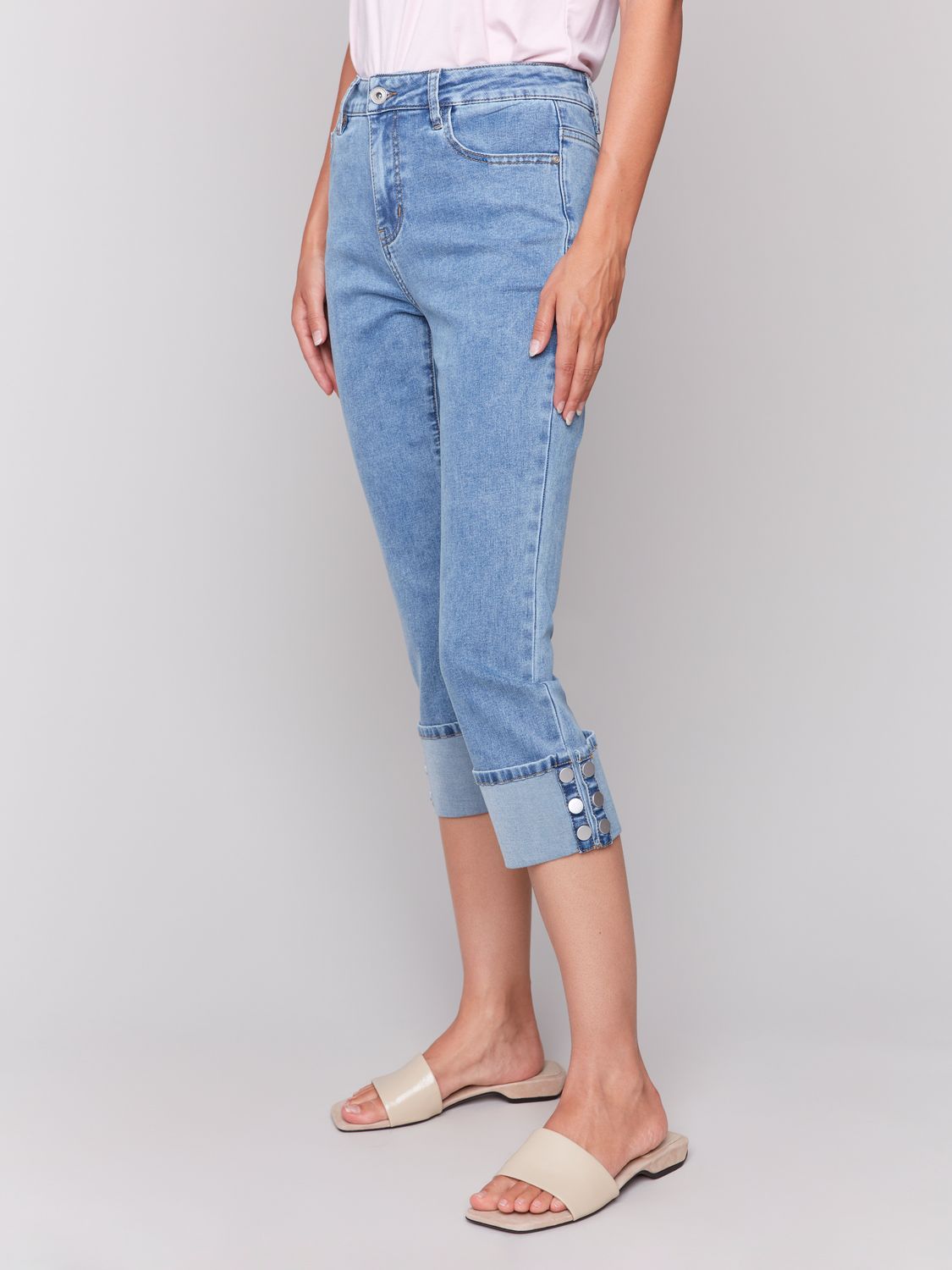 Roll Up Cuff Snap Pant C5597 431C, Color: Light Blue, Size: 6