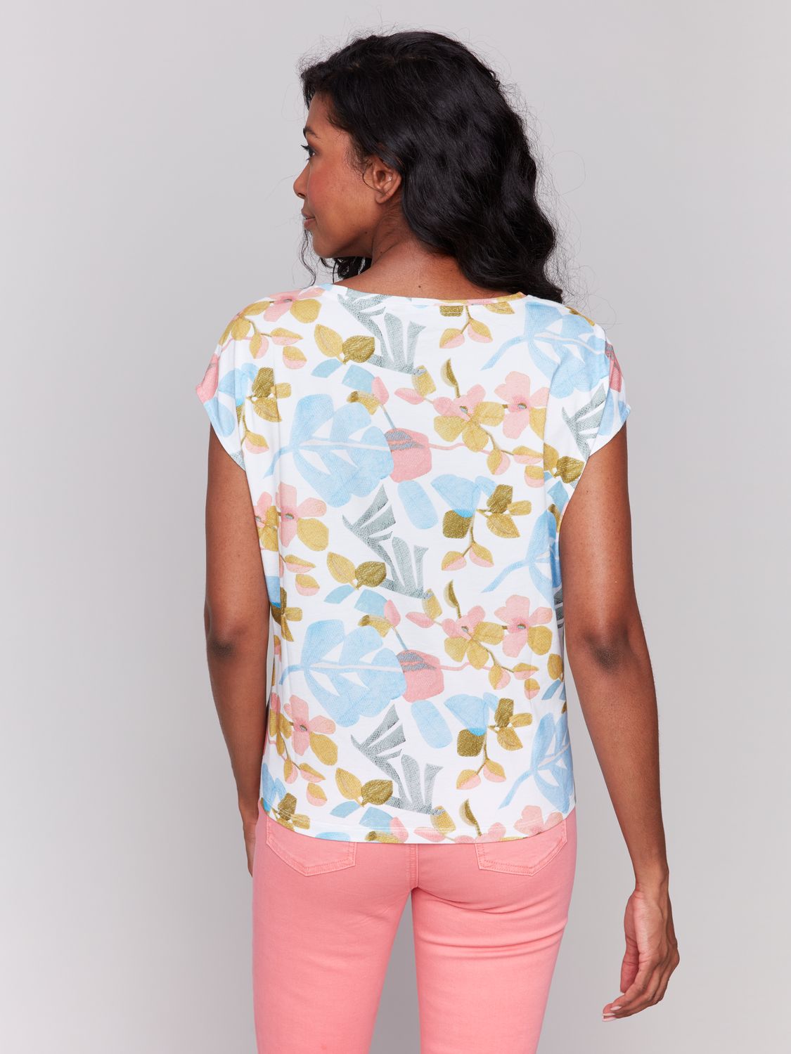 Cap Sleeve Front Knot Top C1301EPK, Color: Orchid, Size: S