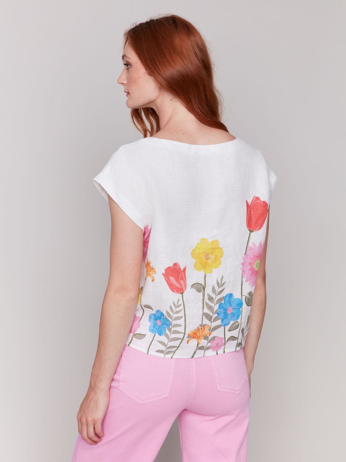 Border Print Cap Sleeve Round Neck C4271BA-787A, Color: Summer, Size: XS