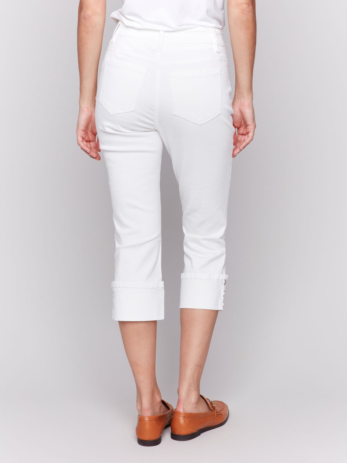 Colored Twill Roll Up Cuff Snap Pant C5597/618C, Color: White, Size: 2