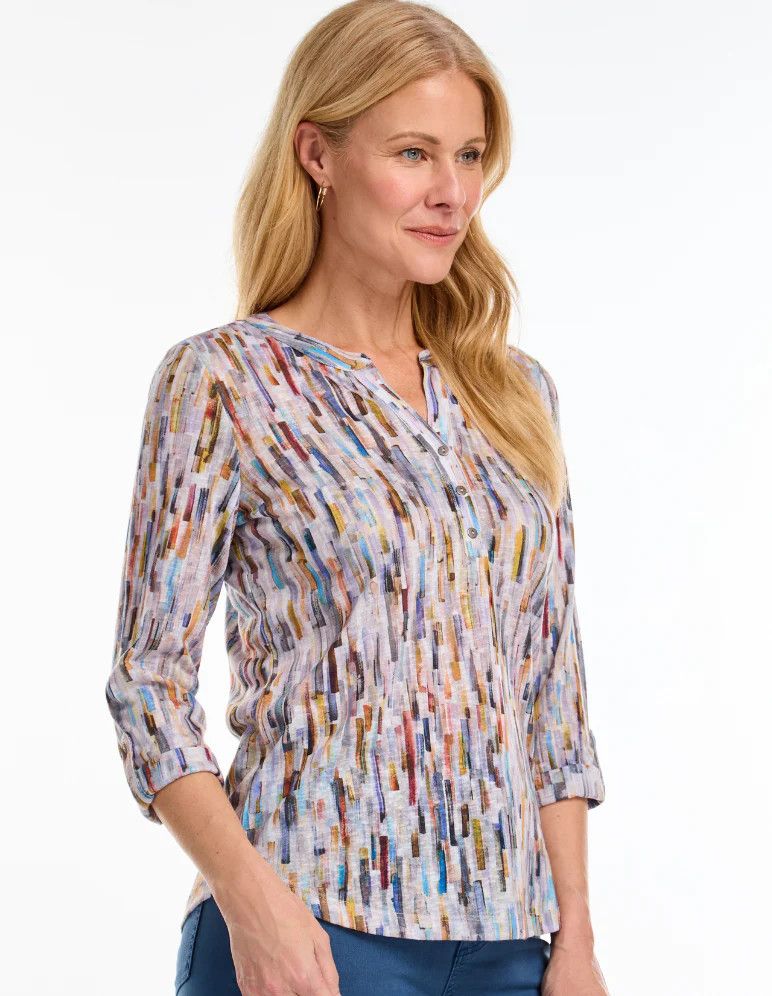 Henley Top 3639451, Color: Stained Glass, Size: XS