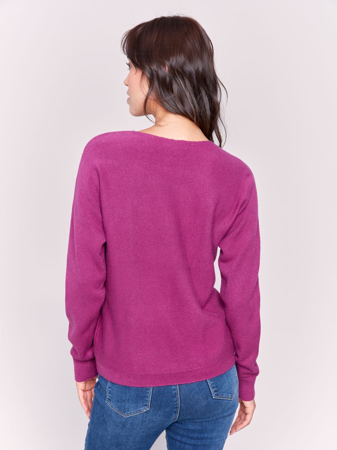 Plush Sweater With Fringe Embroidery C2684-736A, Color: Mulberry 128, Size: XS