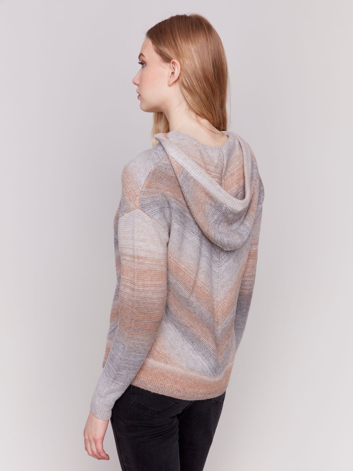 Long Sleeve Hooded Sweater C2702-991B, Color: Pebbles P804, Size: S