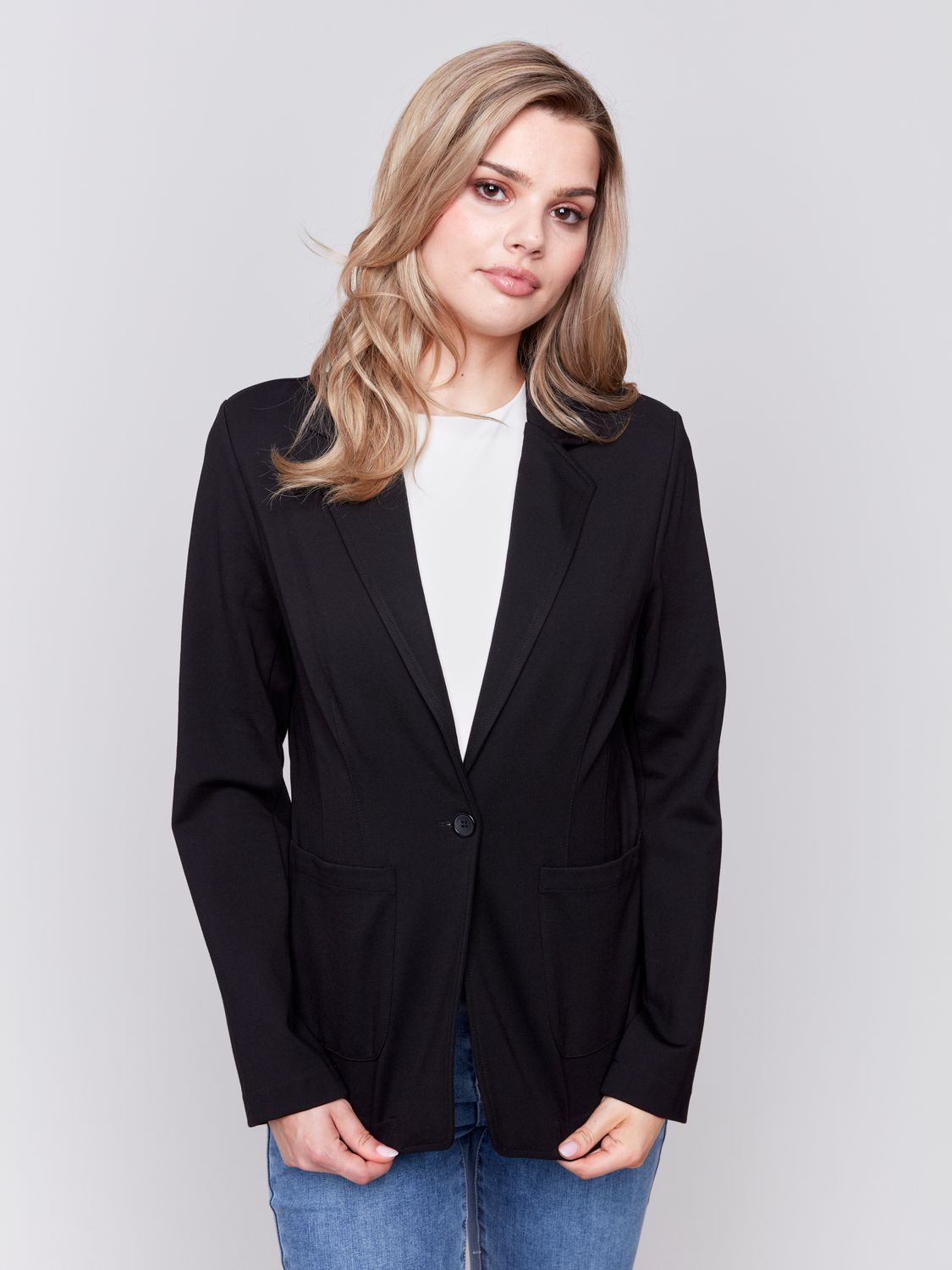 Blazer With Pockets C6316-633B, Color: Black, Size: XS