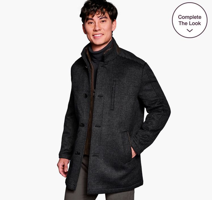 Upton Car Coat 49-3238, Color: Charcoal Plaid, Size: M