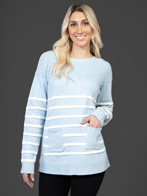 Sweater With Stripes V2802, Color: Light Blue, Size: S