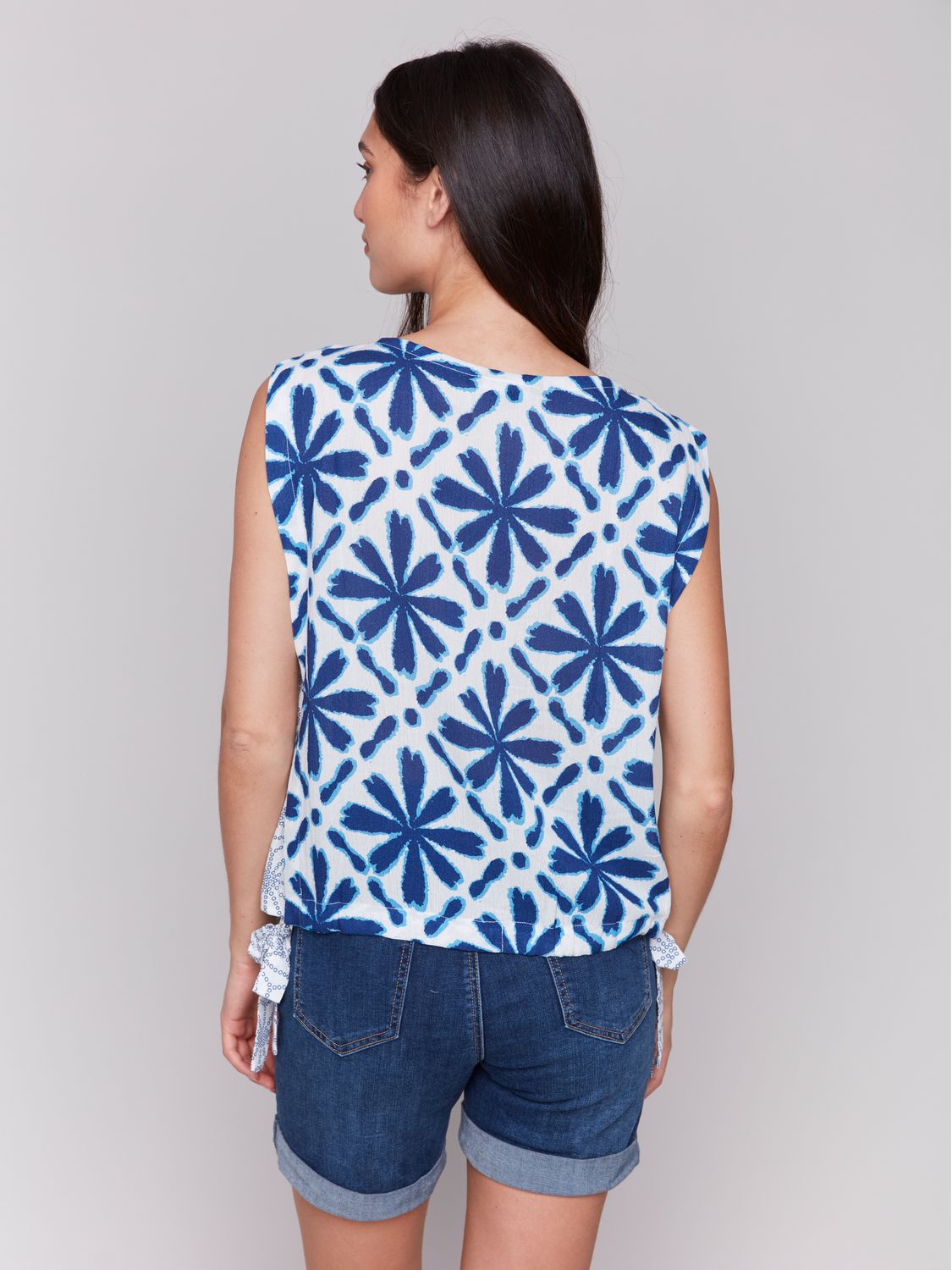 Sleeveless Top With Cord At Sides C4485P/083A, Color: Mosaic, Size: S