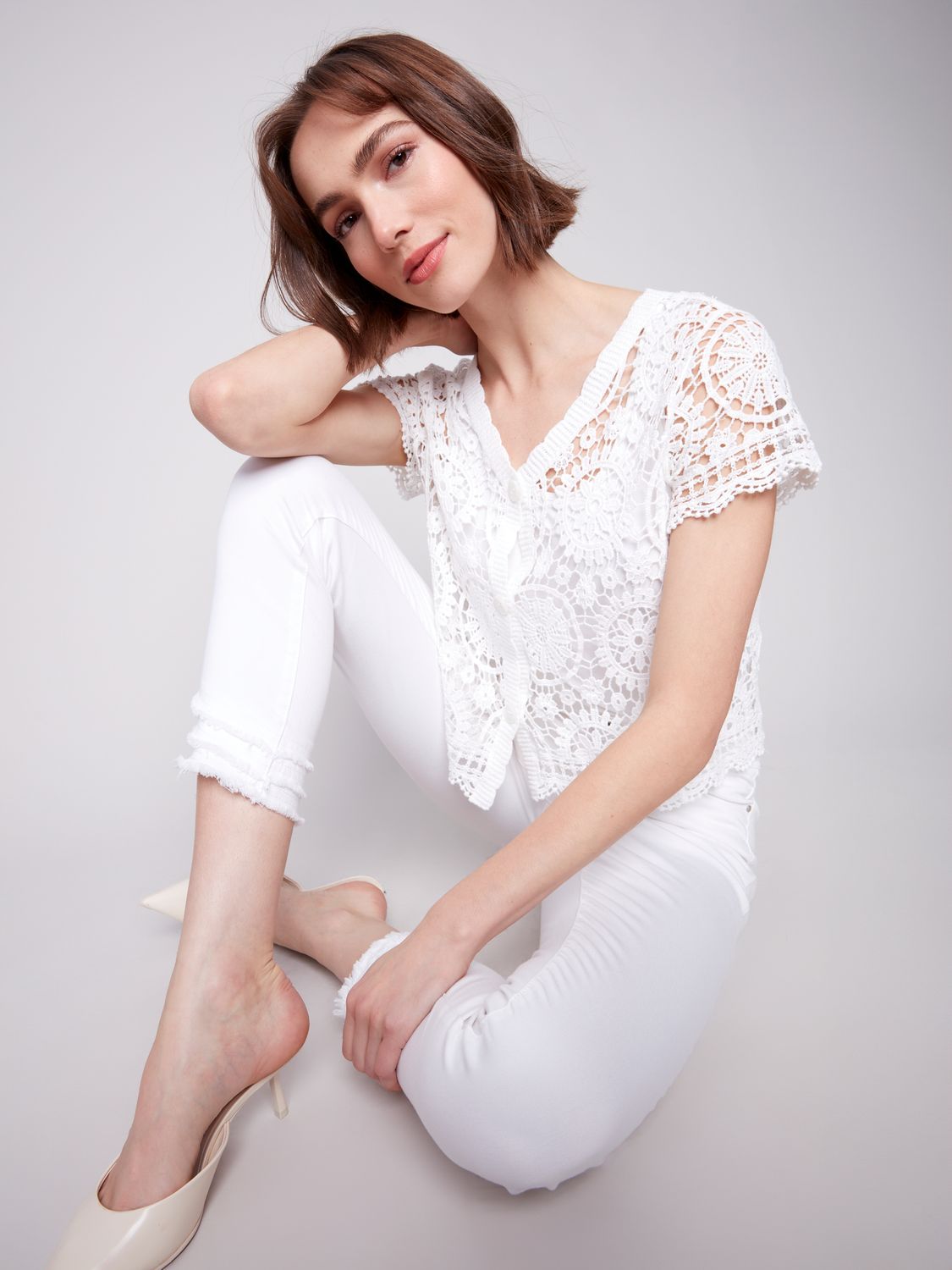 Short Sleeve Crochet Bolero C4584/174C, Color: White, Size: S