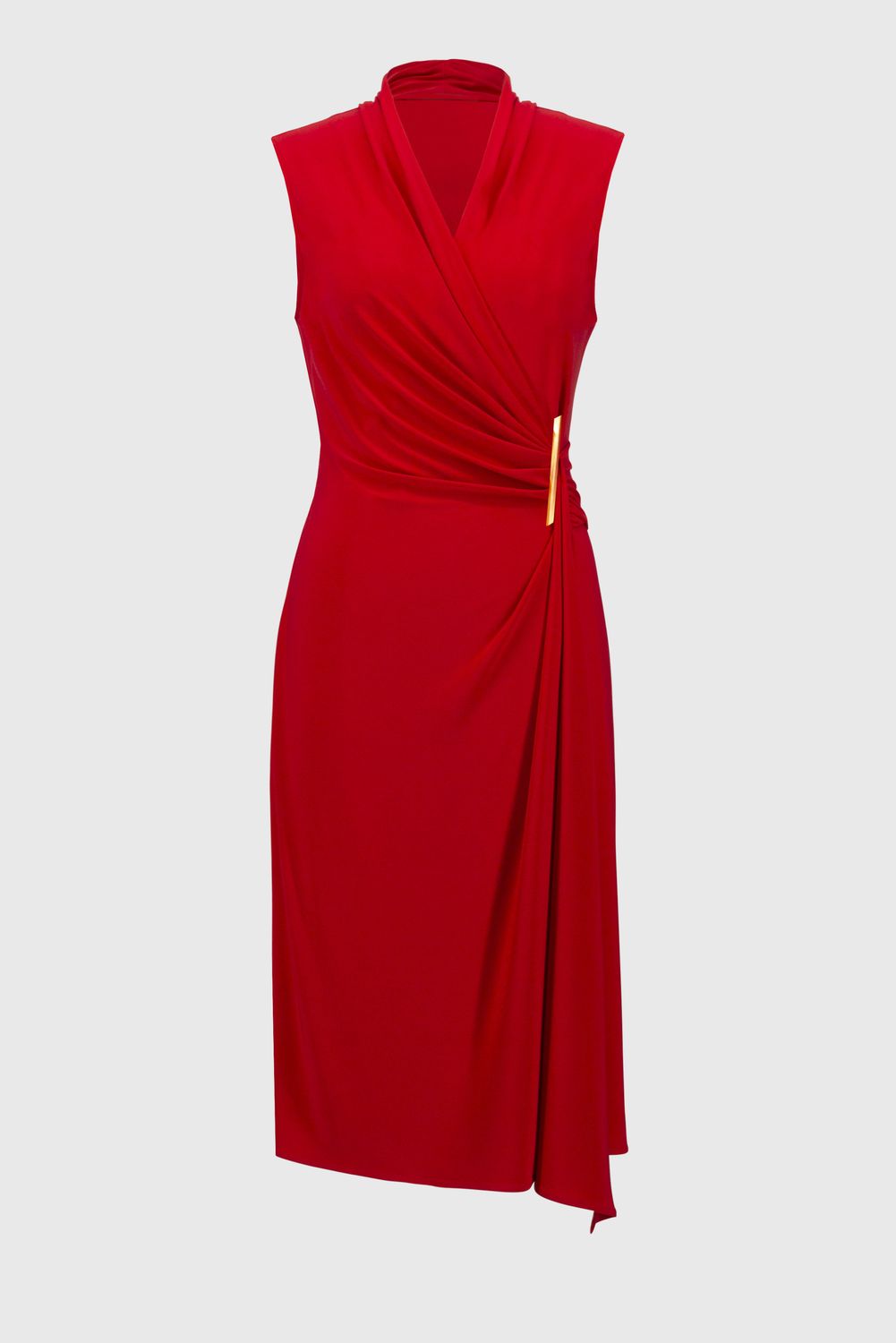 Silky Knit Sleeveless Wrap Dress 251278, Color: Radiant Red, Size: 8