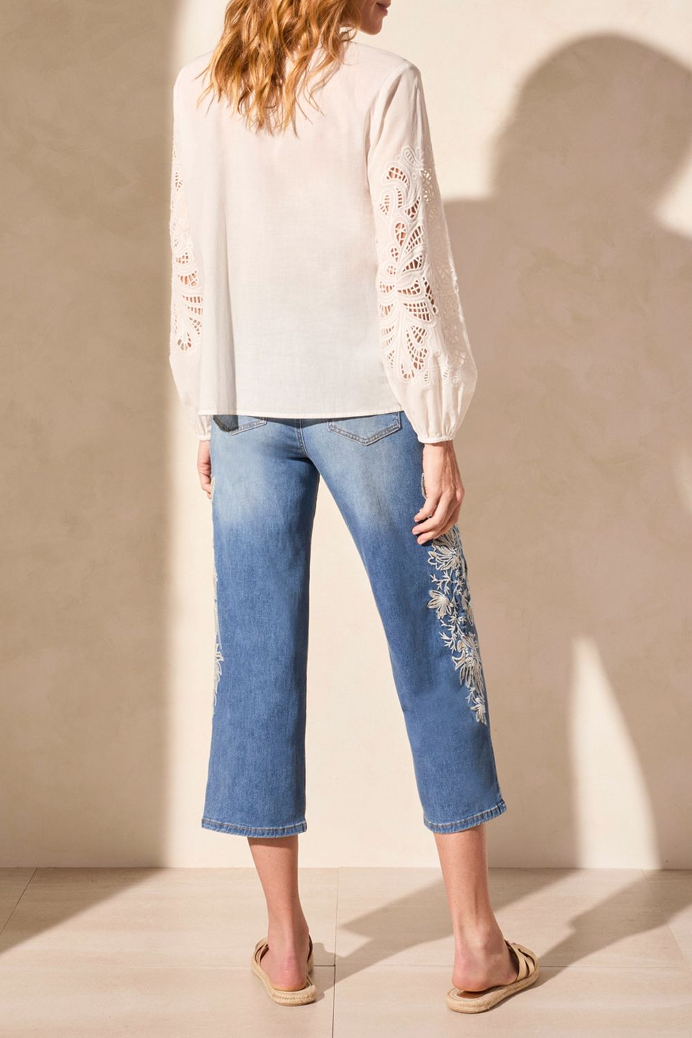 Blouse With Embroidery Cut Outs 5807O/5271, Color: White, Size: XS