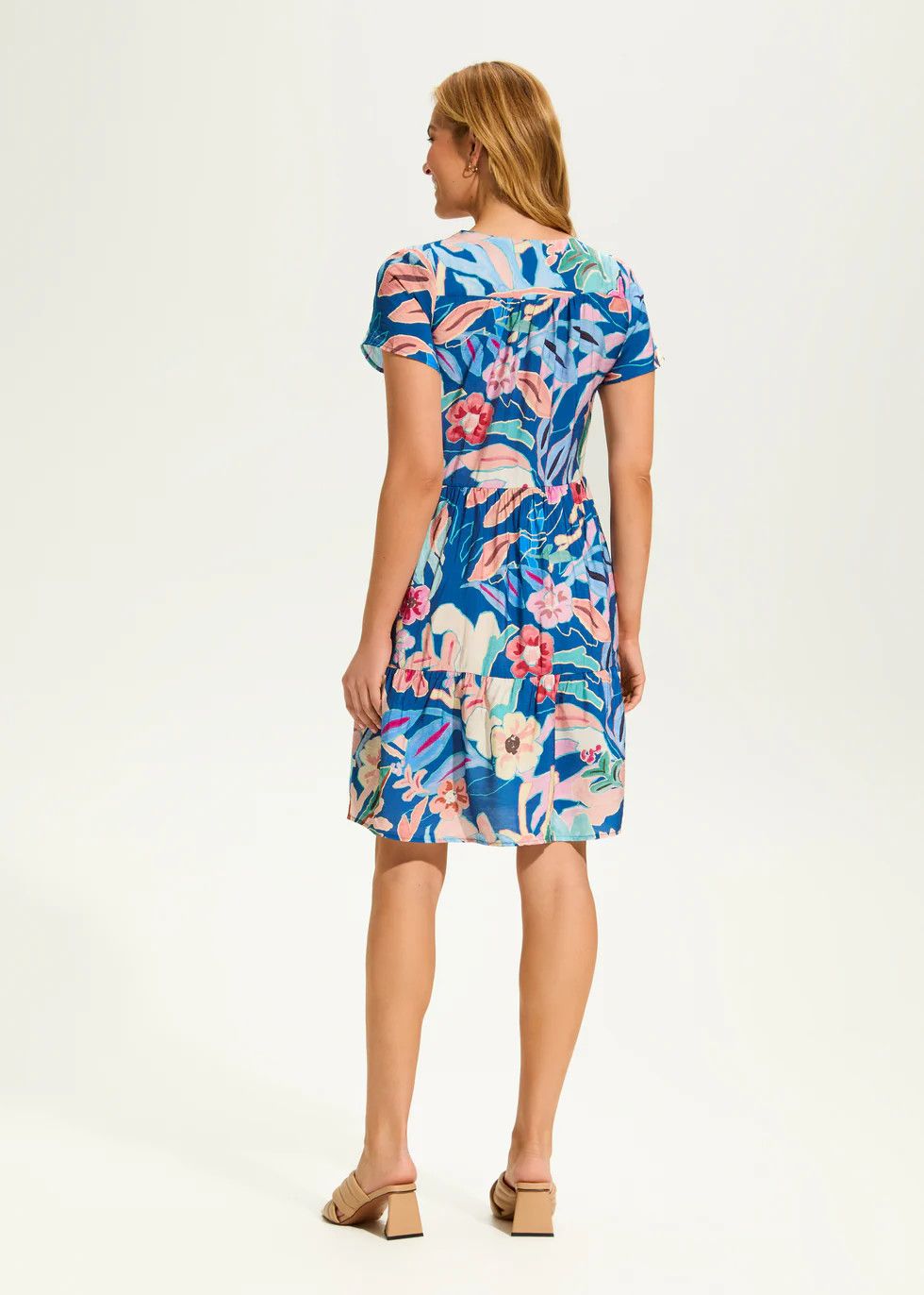 Crinkled Tier Shirt Dress 7921658, Color: Pop Camo Fl, Size: XS