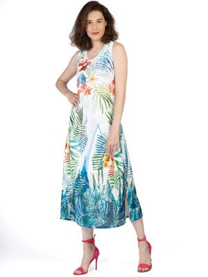 SIDE SLIT DRESS V8112, Color: MULTI, Size: S