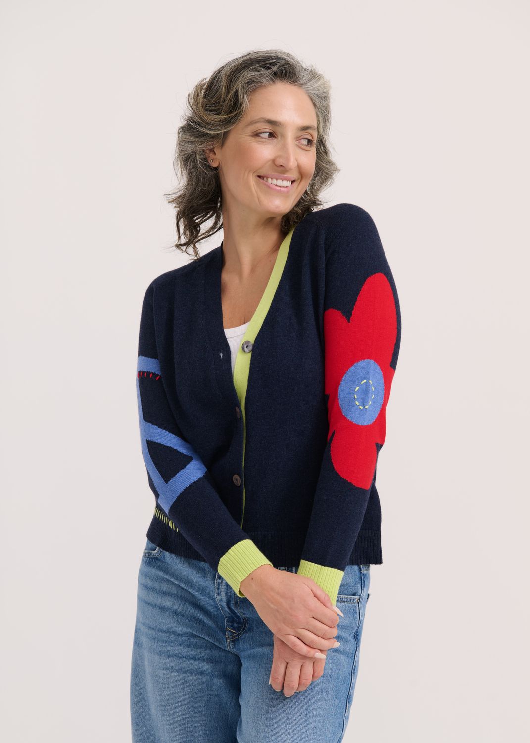 Peace Please Cardi ZP7538U, Color: Dark Denim, Size: XS