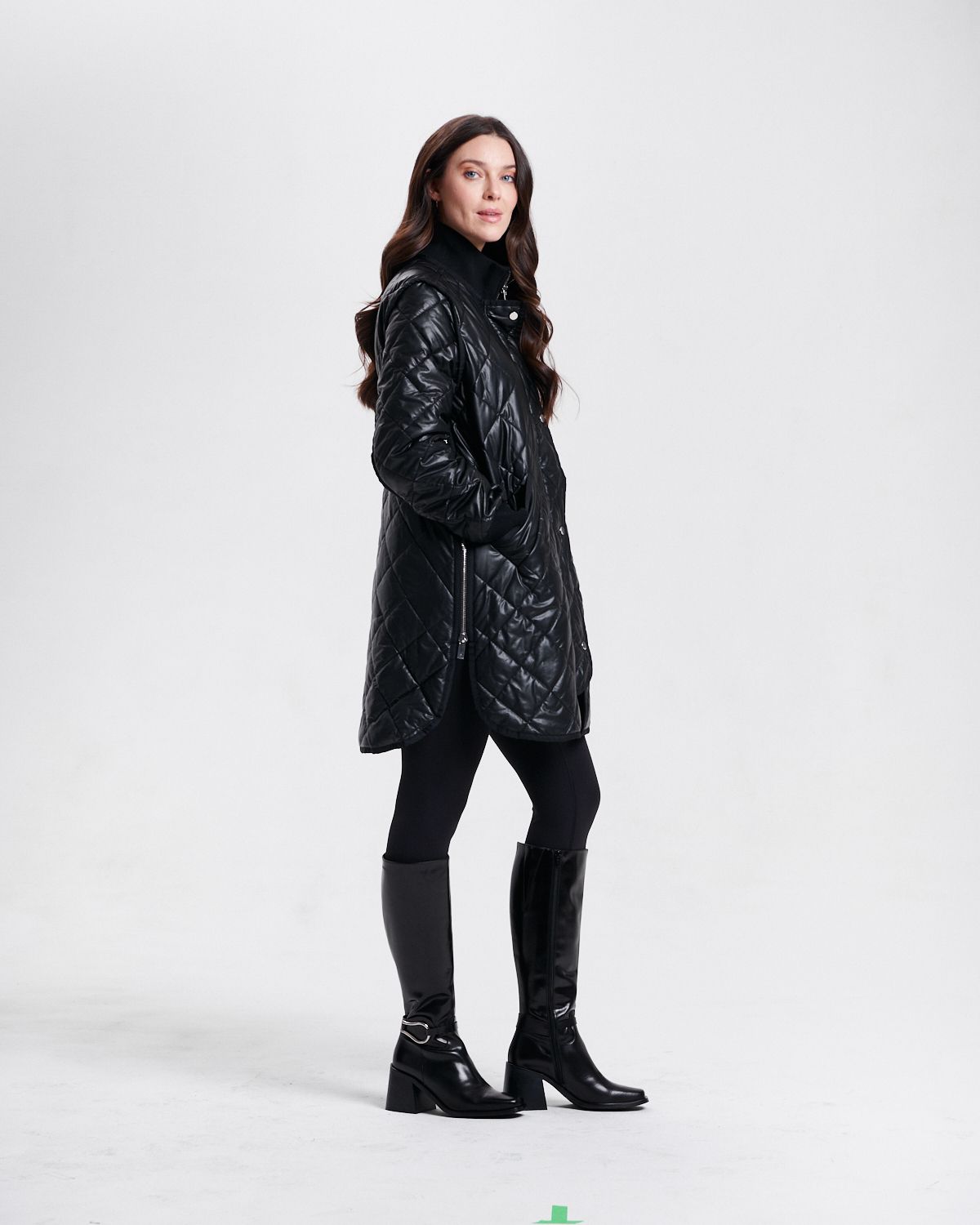 Vegan Leather Quilted Jacket/Vest 8005-601, Color: Black, Size: S