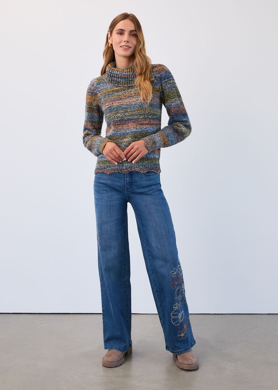 Envelope Collar Sweater 1489306, Color: Cool Spacedye, Size: S