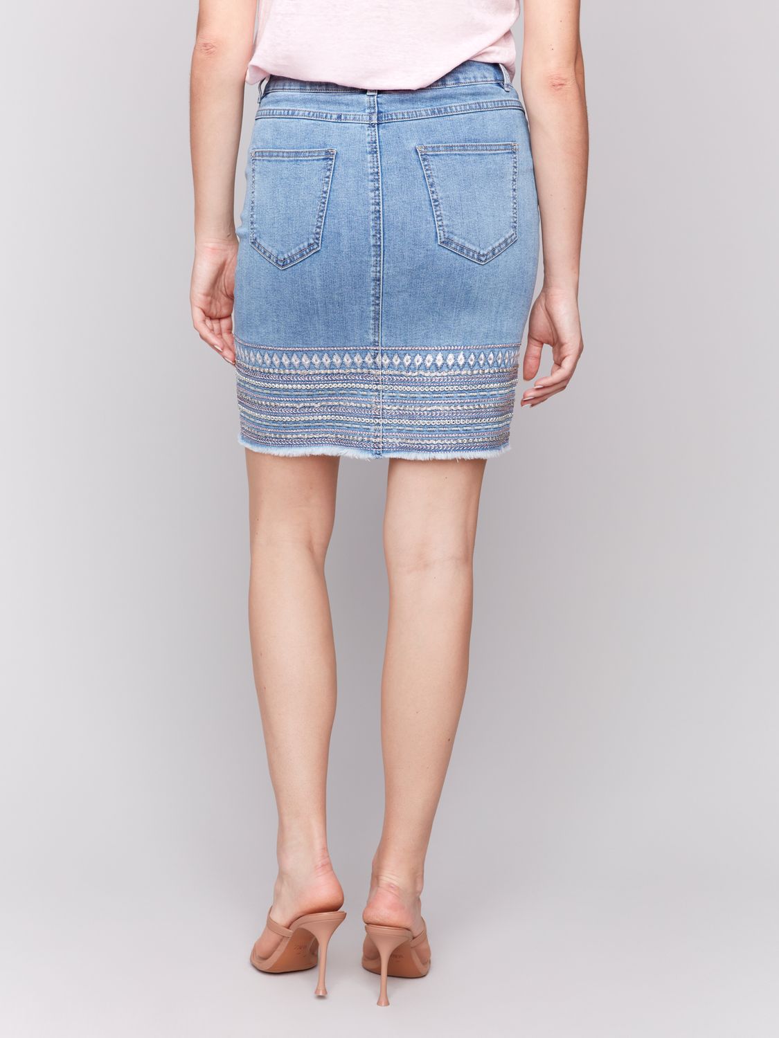 Embroidery Cuff Skirt C7082/431A, Color: Light Blue, Size: 4