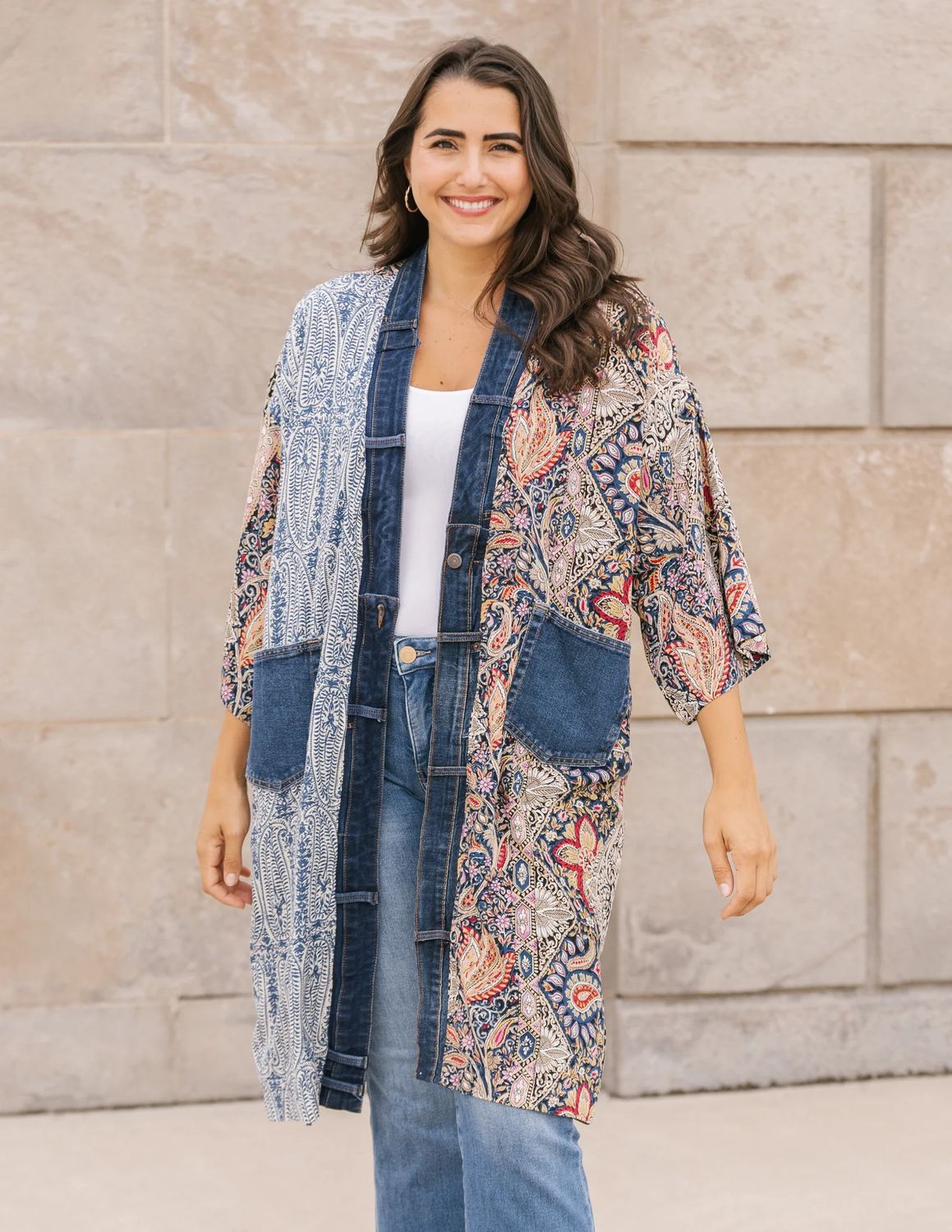Janis Cardigan 5211, Color: Blue Paisley Mix, Size: One Size