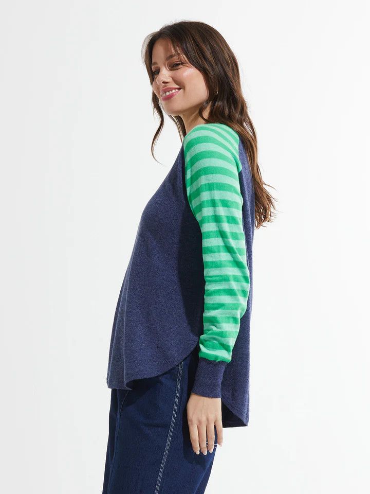 Spots And Stripes Sweater ZP7414U , Color: Denim, Size: S